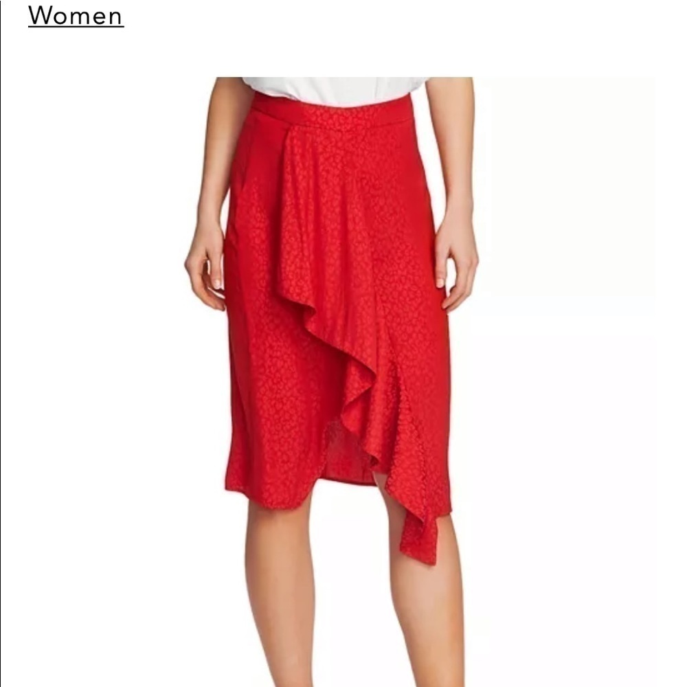 Red Ruffle Overlay Tonal Leopard Skirt - Picture 1 of 4